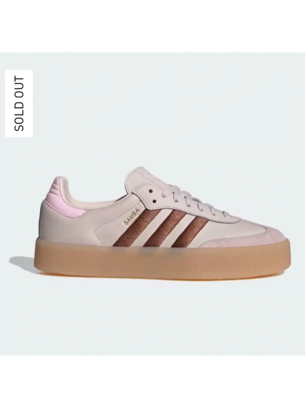 NWT Adidas Sambae platform gum sneakers putty mauve pink brown - Picture 4 of 10